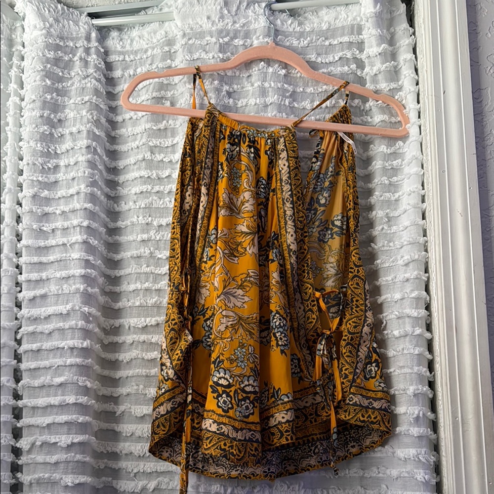 Women’s Mustard Floral Halter Top - Unbranded
